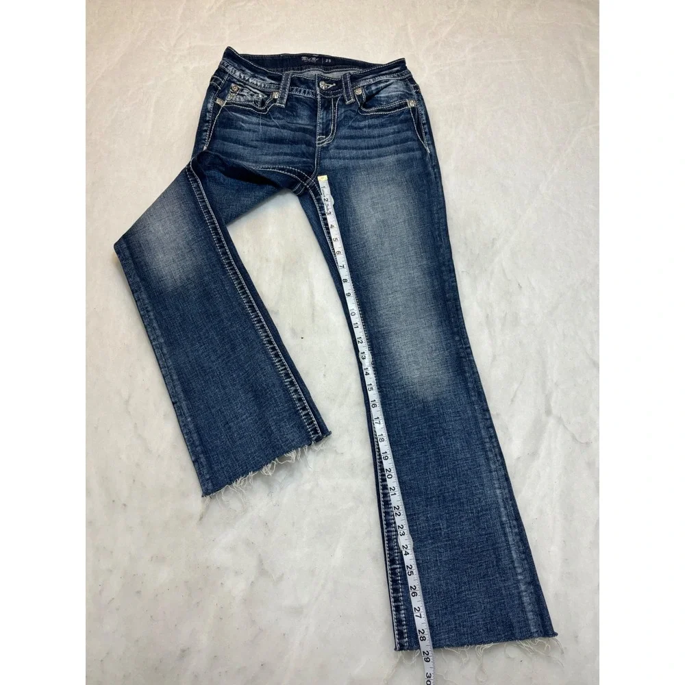 Miss Me Jeans Womens Bootcut Embellished Pocket Blue Denim‎ Size 26 - Picture 13 of 14